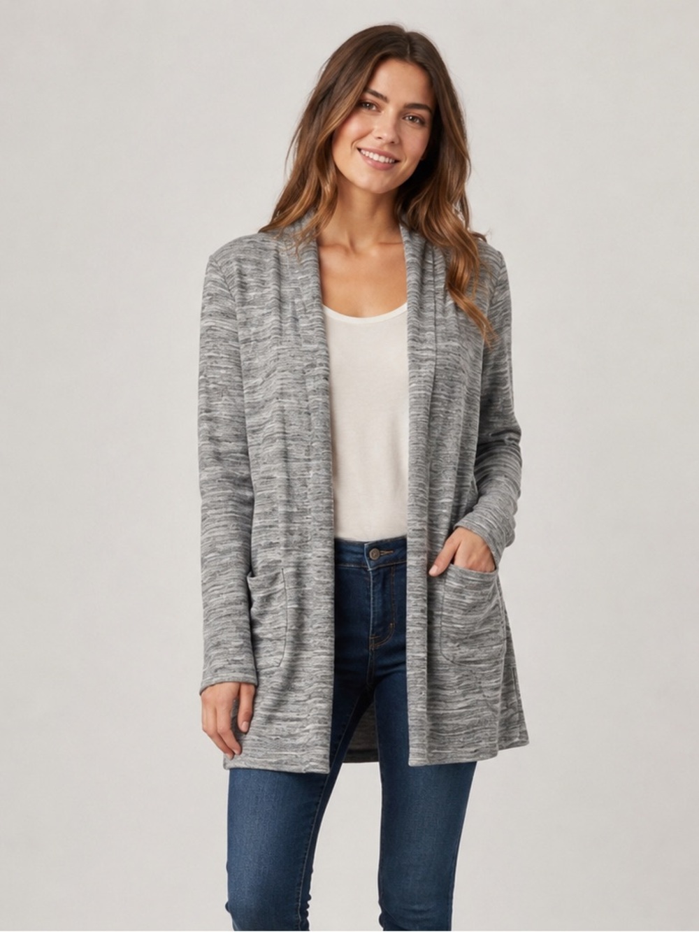 Anthropologie Saturday Sunday Stitch Terry Cardigan Small Gray Open Front